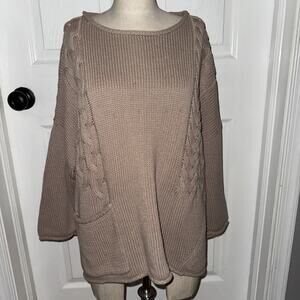 POETRY Women’s Cable Knit Sweater‎ US14 100% Cotton Tan